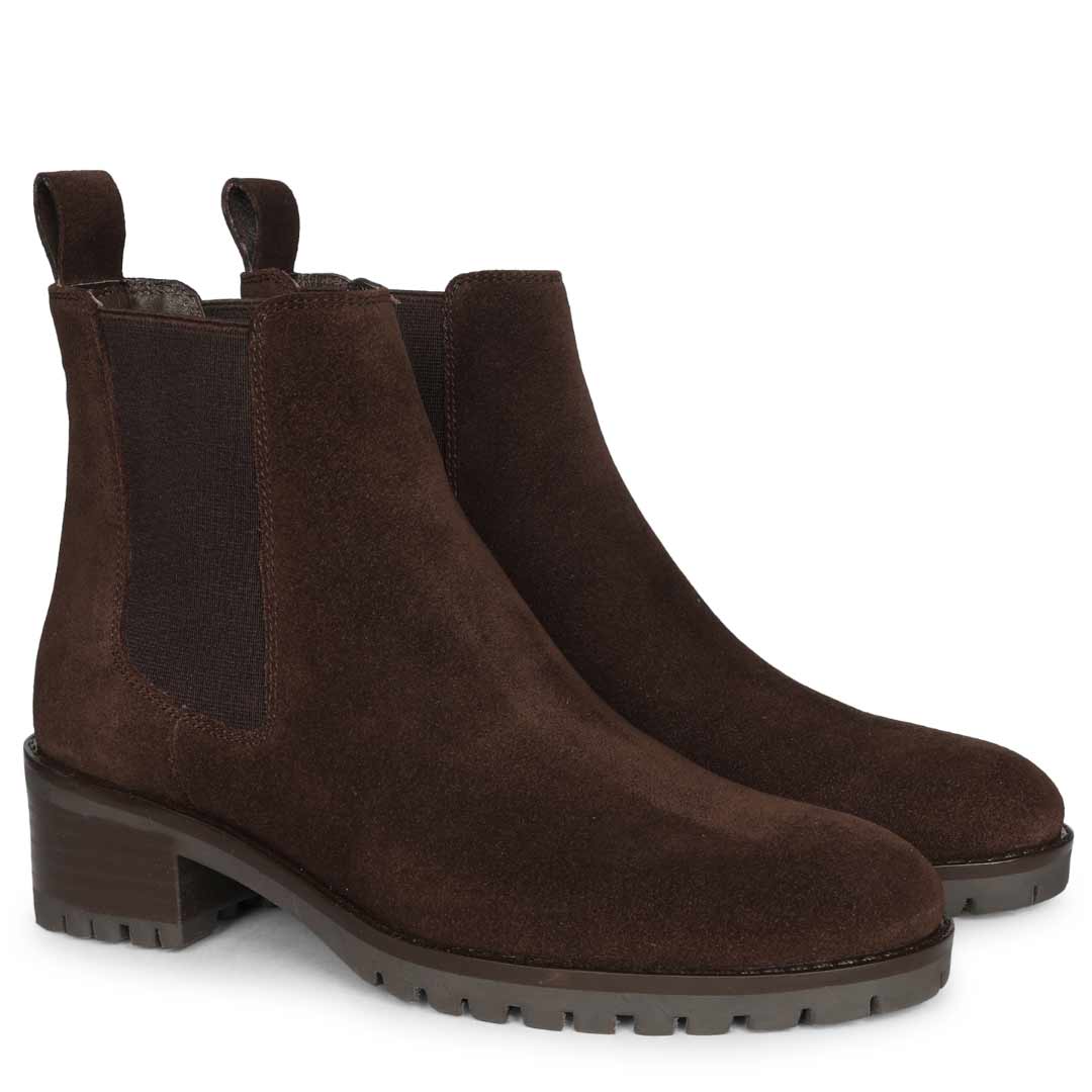 Saint Isa Brown Suede Leather Ankle Boots