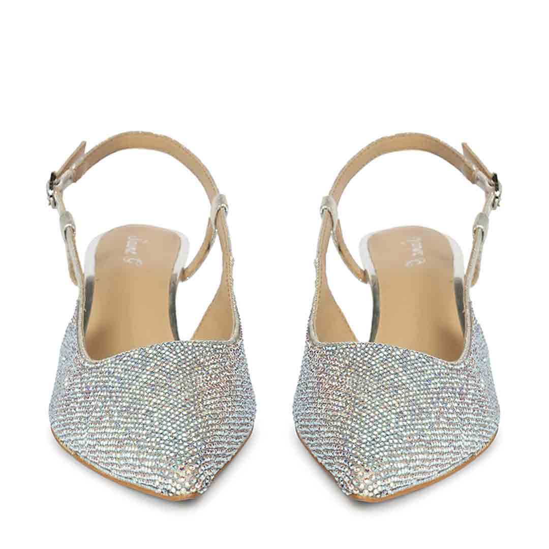 Saint Trinity Crystal Glimmer Silver Leather Pumps