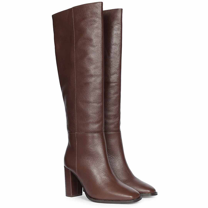 Saint Lia Brown Leather Knee High Slouch Boots