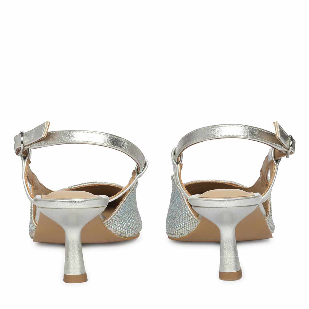 Saint Trinity Crystal Glimmer Silver Leather Pumps