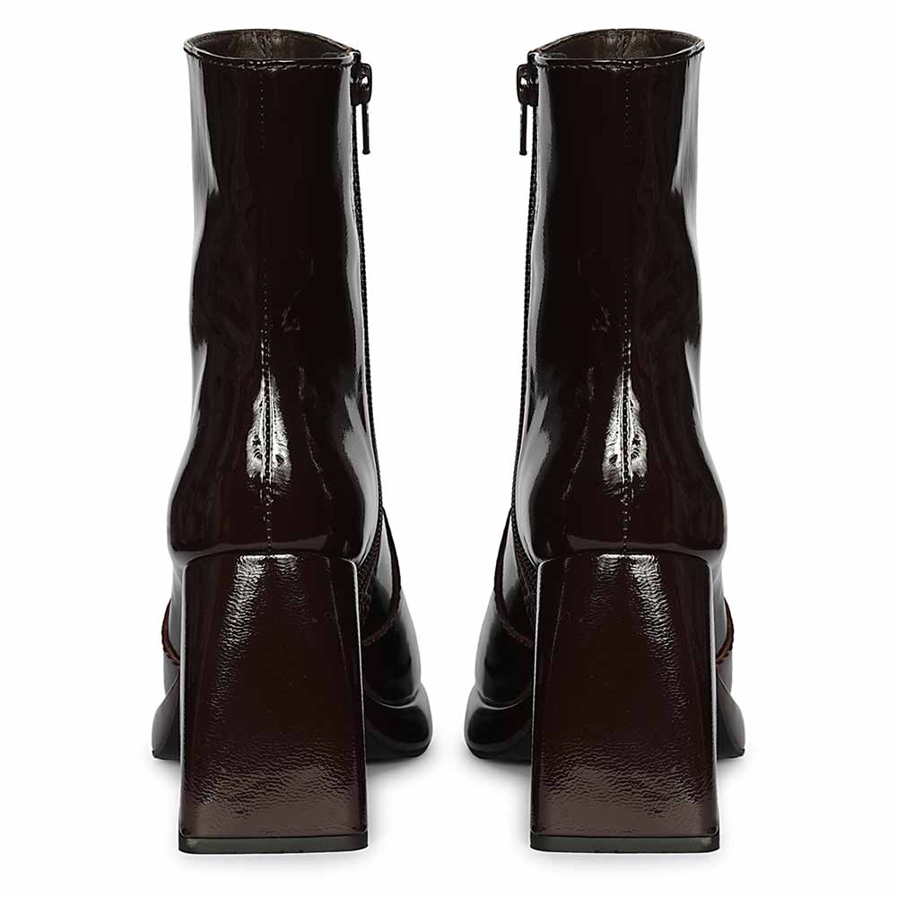 Saint Cordelia Brown Crinkle Patent High Ankle Boots