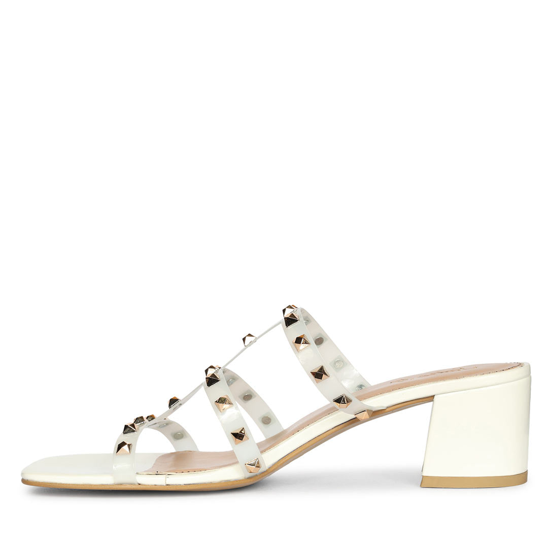 Gold Stud Detail Block Heels