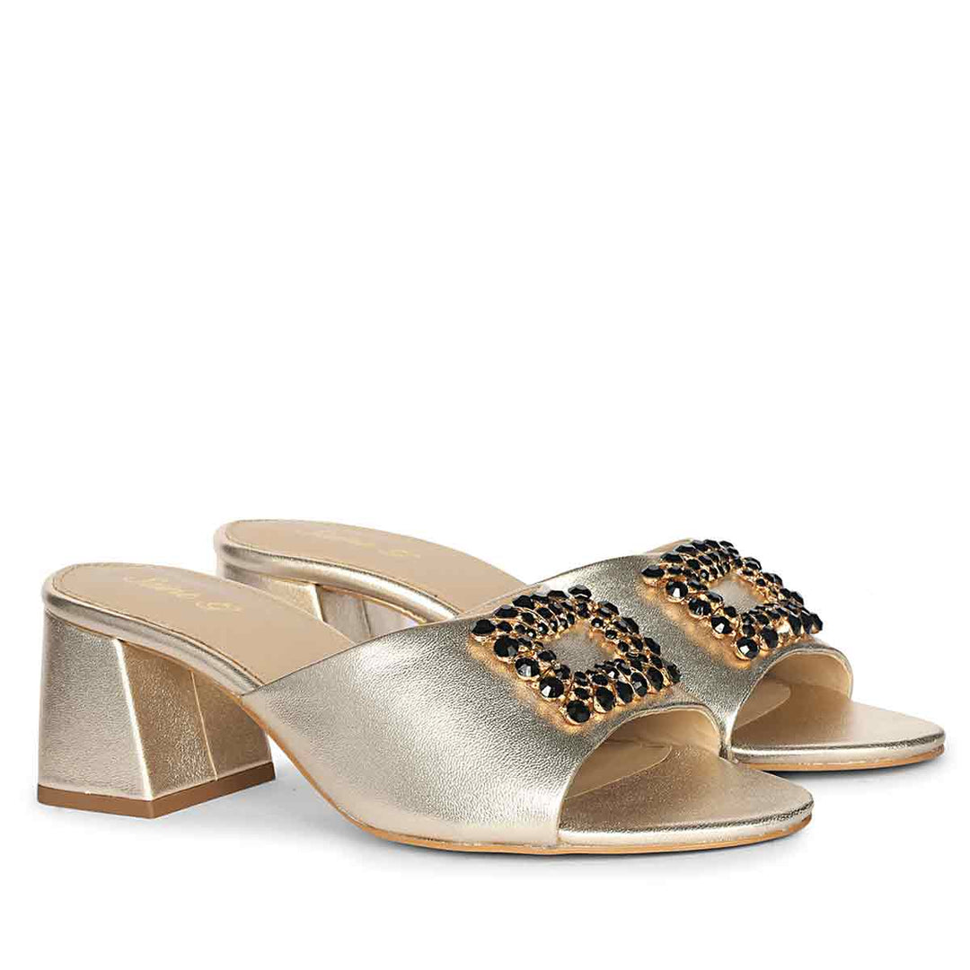 Saint Aurora Embellished Gold Heels