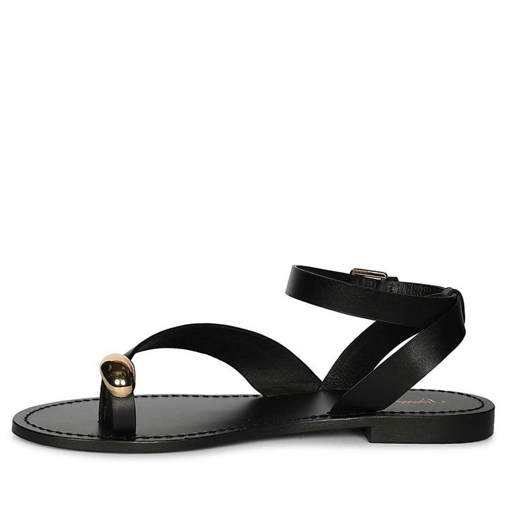 Saint Faye Black Leather Sandals