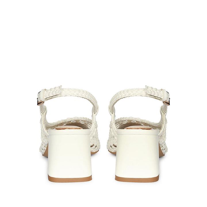 Saint White Woven Leather Block Heel