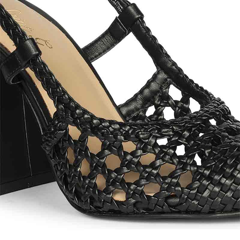 Saint Felicia Black Woven Block Heels