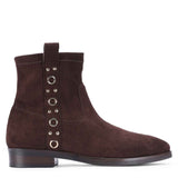 Saint Darcie Eyelets Brown Suede Leather Ankle Boots