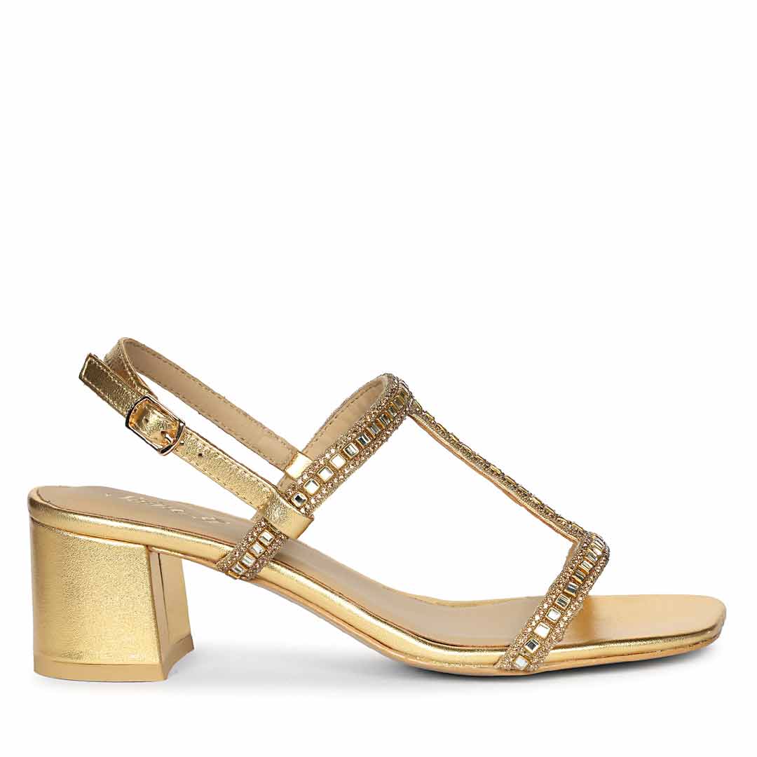 Saint Juno Golden Hour Jewel Leather Low Block Heels