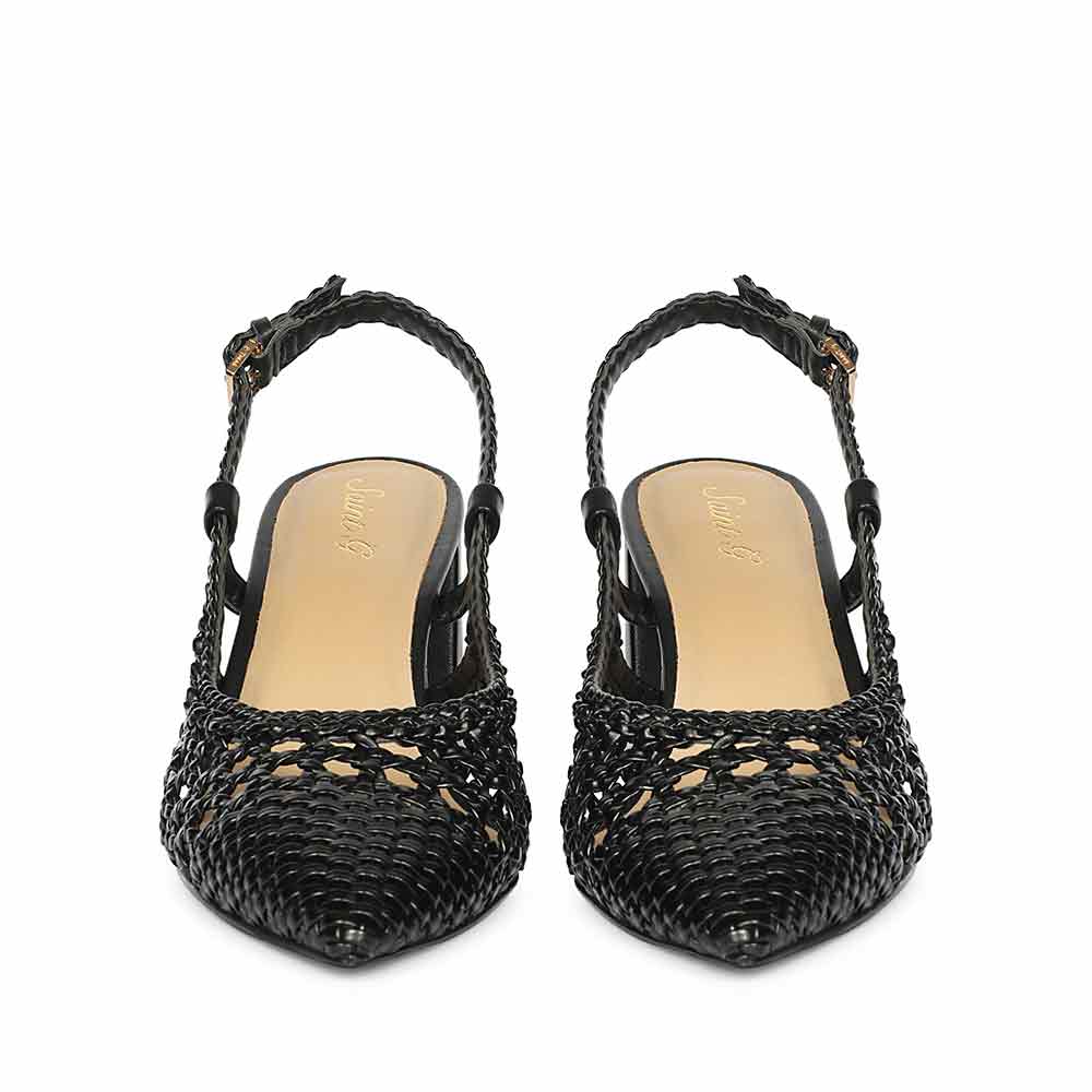 Saint Black Woven Block Heels