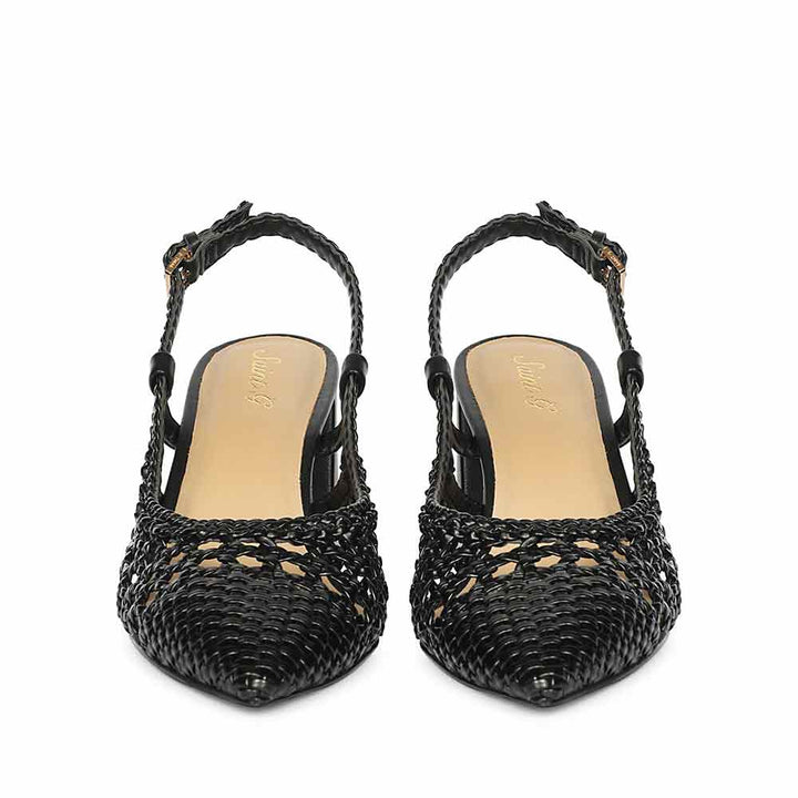Saint Black Woven Block Heels