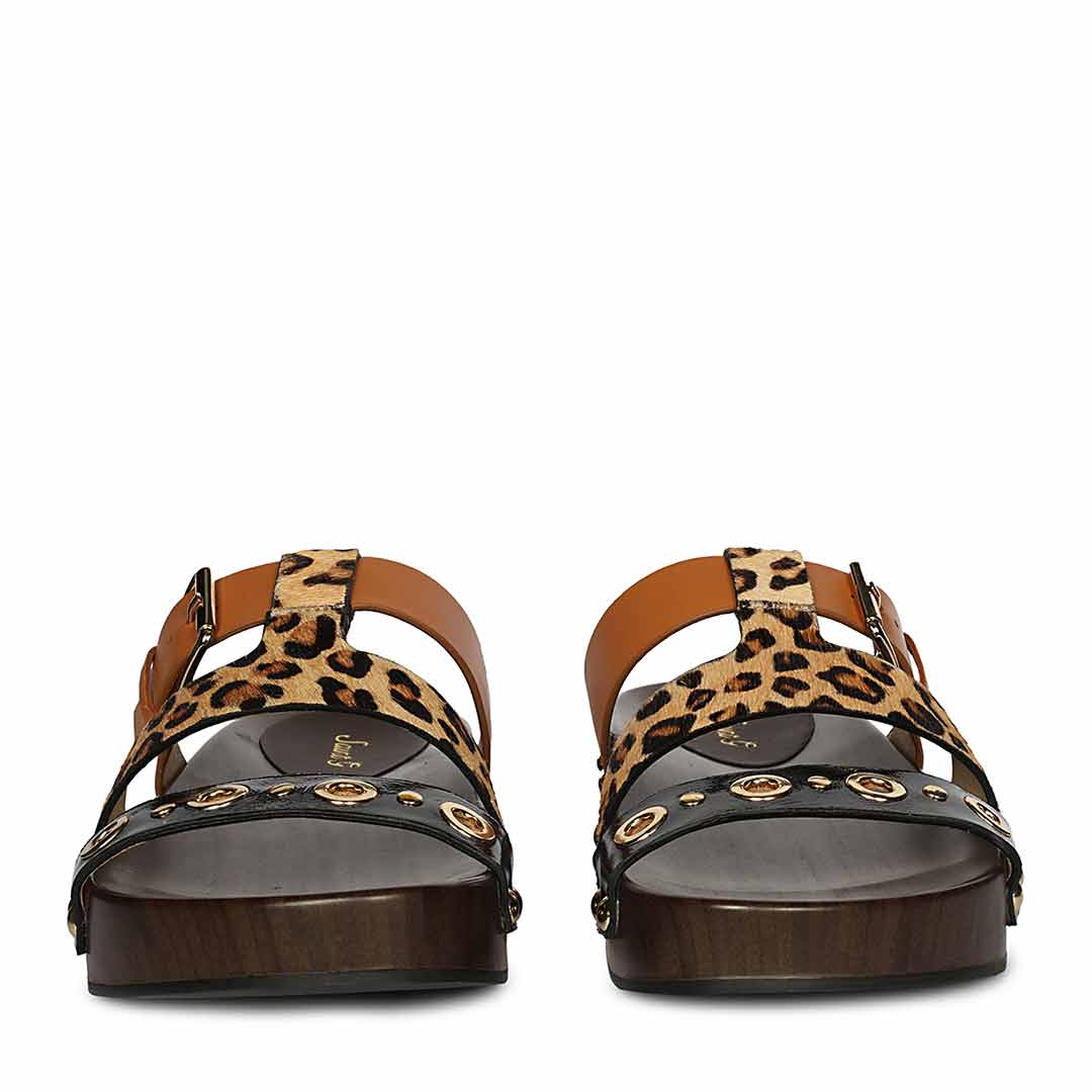 Saint Avely Embellished Brown Leather Platform Sandals