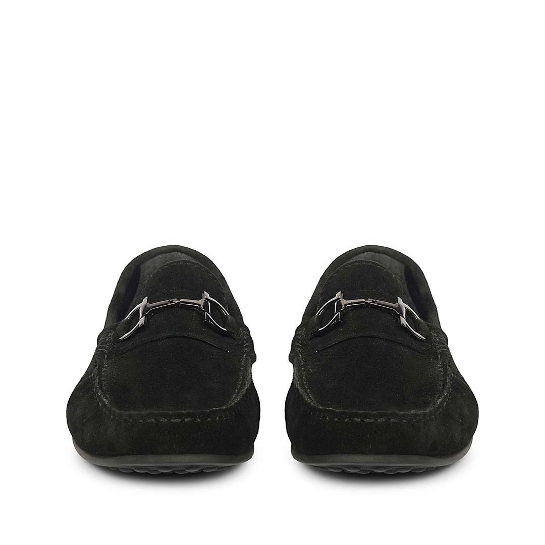 Saint Adrien Black Suede Leather Saddle Loafers