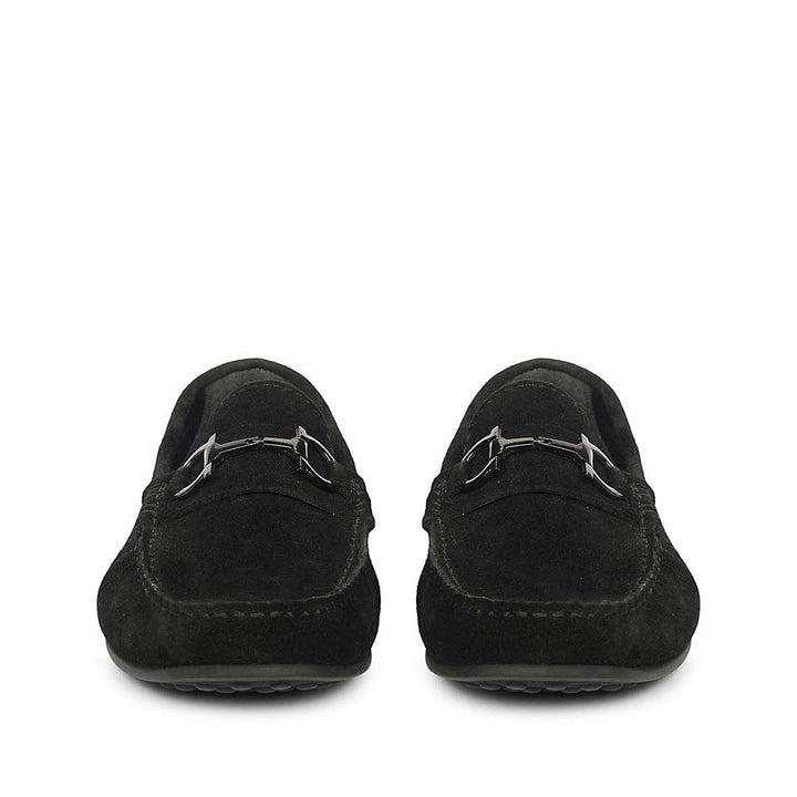 Saint Adrien Black Suede Leather Saddle Loafers