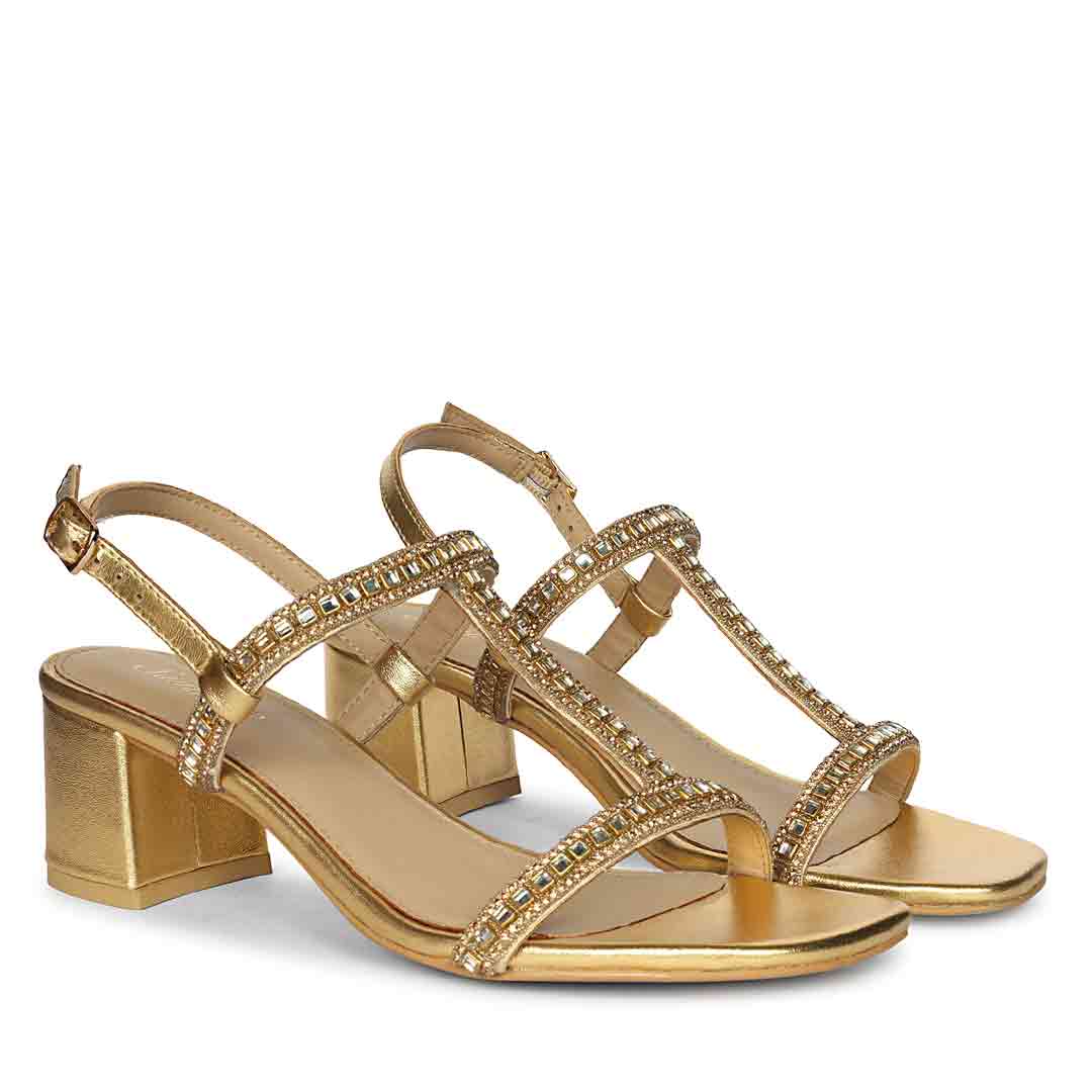 Saint Juno Golden Hour Jewel Leather Low Block Heels
