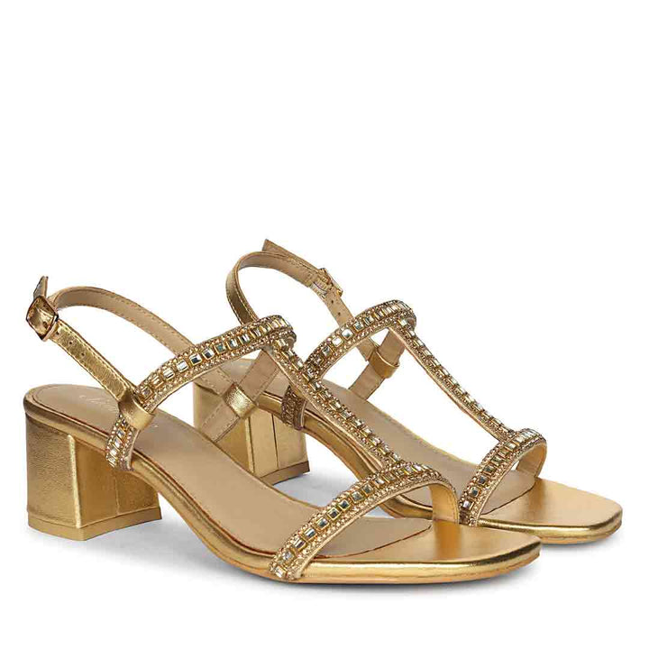 Saint Juno Golden Hour Jewel Leather Low Block Heels