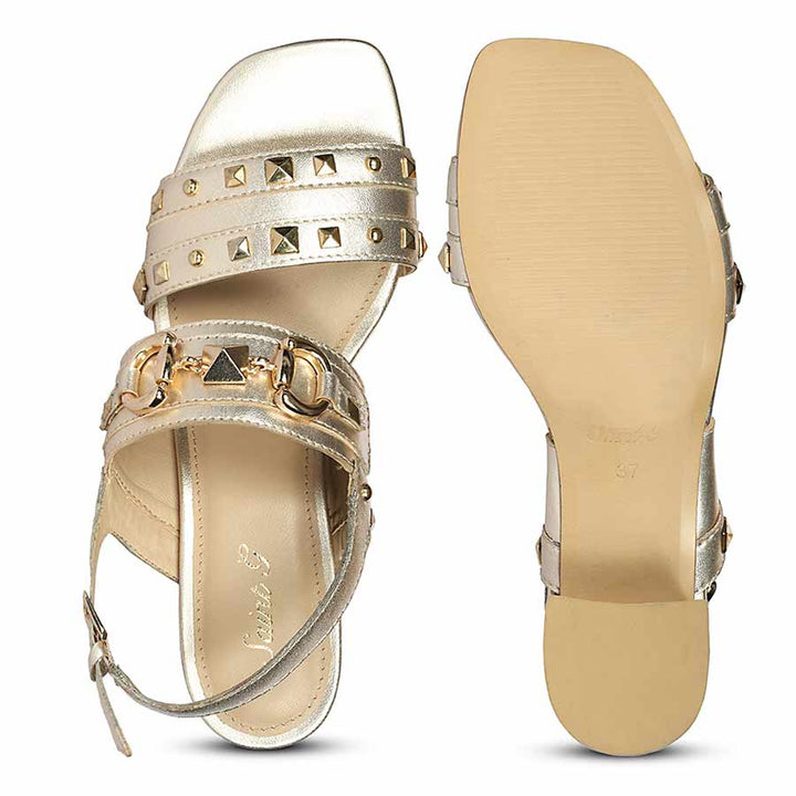 Saint Mabel Embellished Metallic Gold Leather Heels
