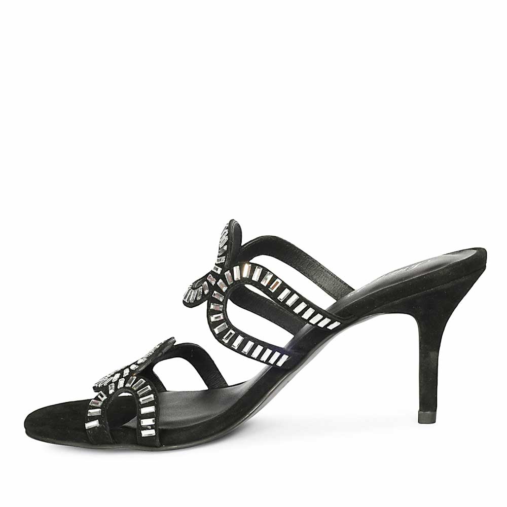 Saint Peyton Mirror Embellished Black Suede Heels
