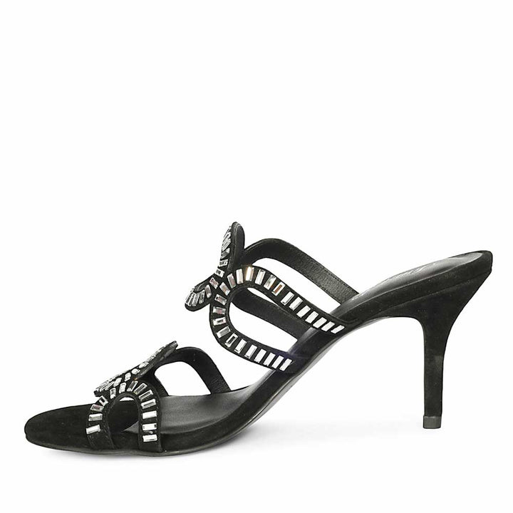 Saint Peyton Mirror Embellished Black Suede Heels