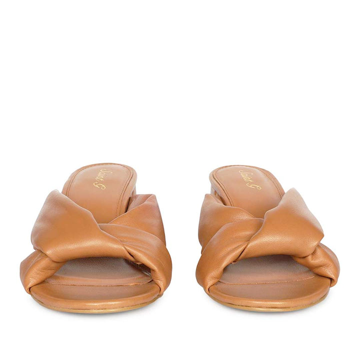 Saint Athena Tan Glove Leather Block Heels