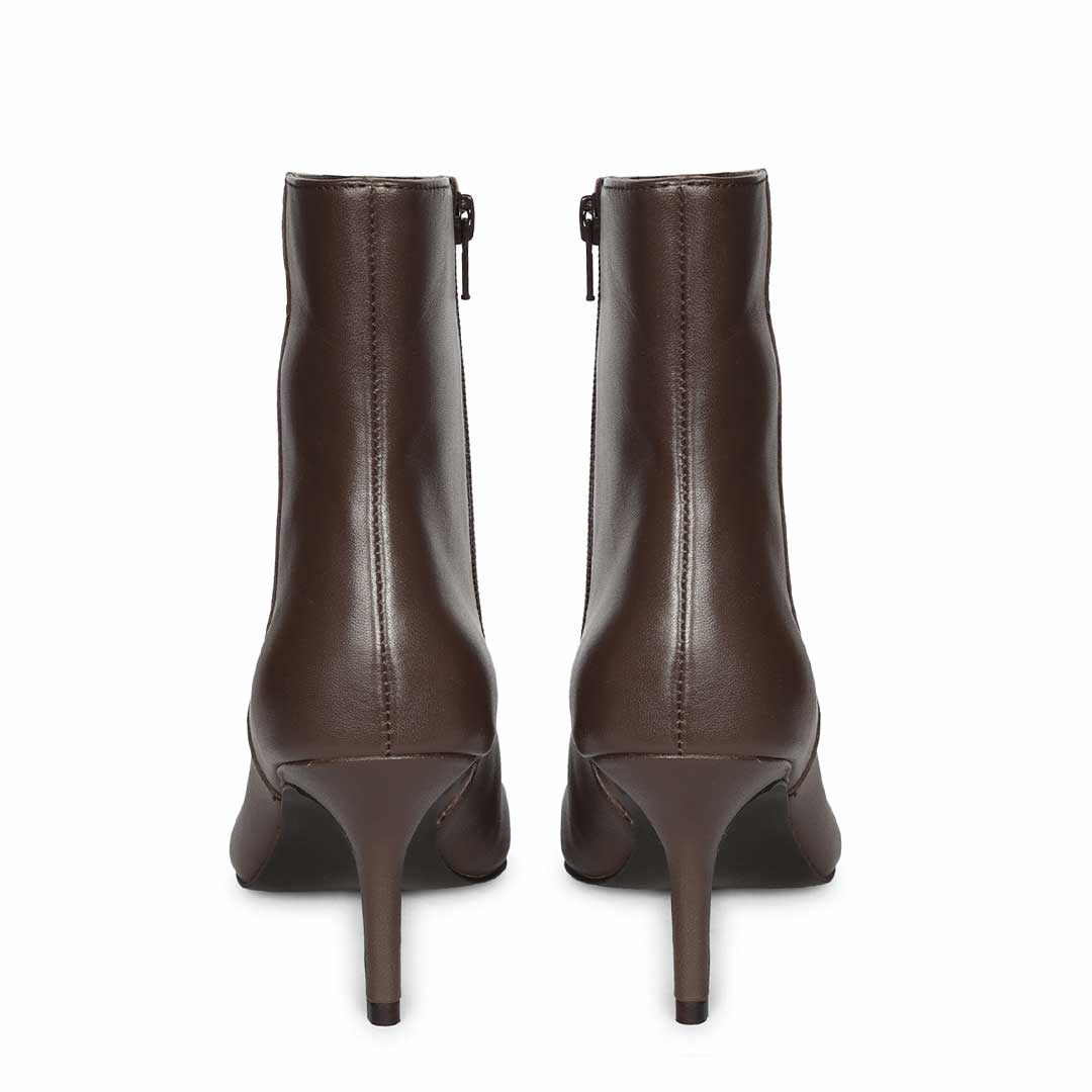 Saint Harriet Brown Crinkle Patent Leather Kitten Heel Pointed Boots