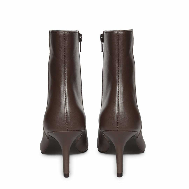 Saint Harriet Brown Crinkle Patent Leather Kitten Heel Pointed Boots