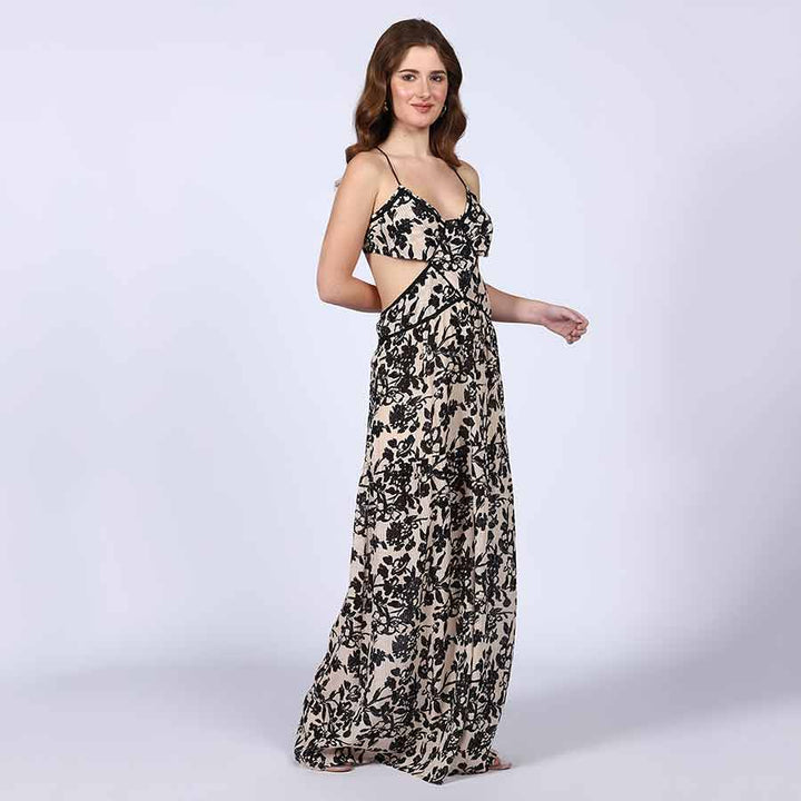 Saint Womens Ivory Cut-out Waist Maxi Dress