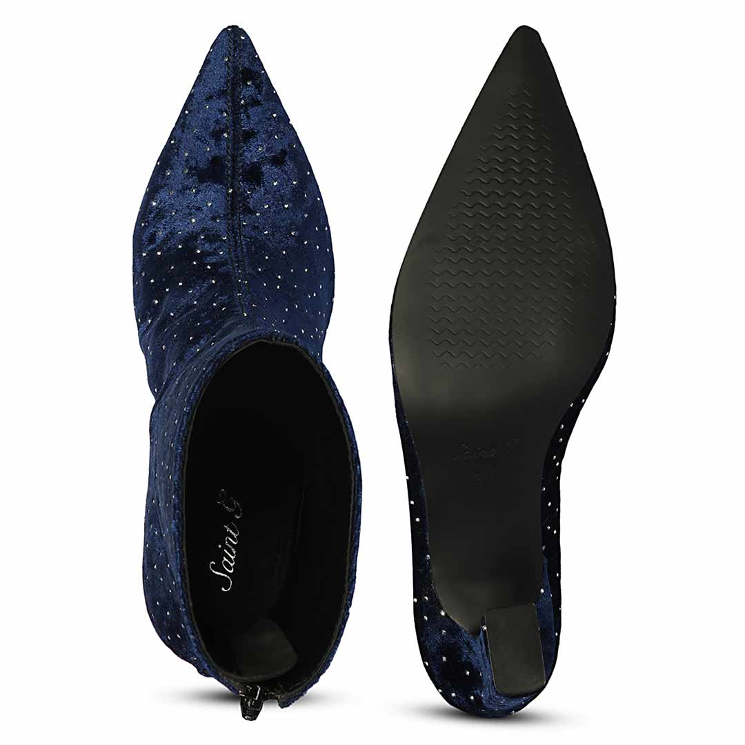 Saint Blue Leather High Ankle Boots
