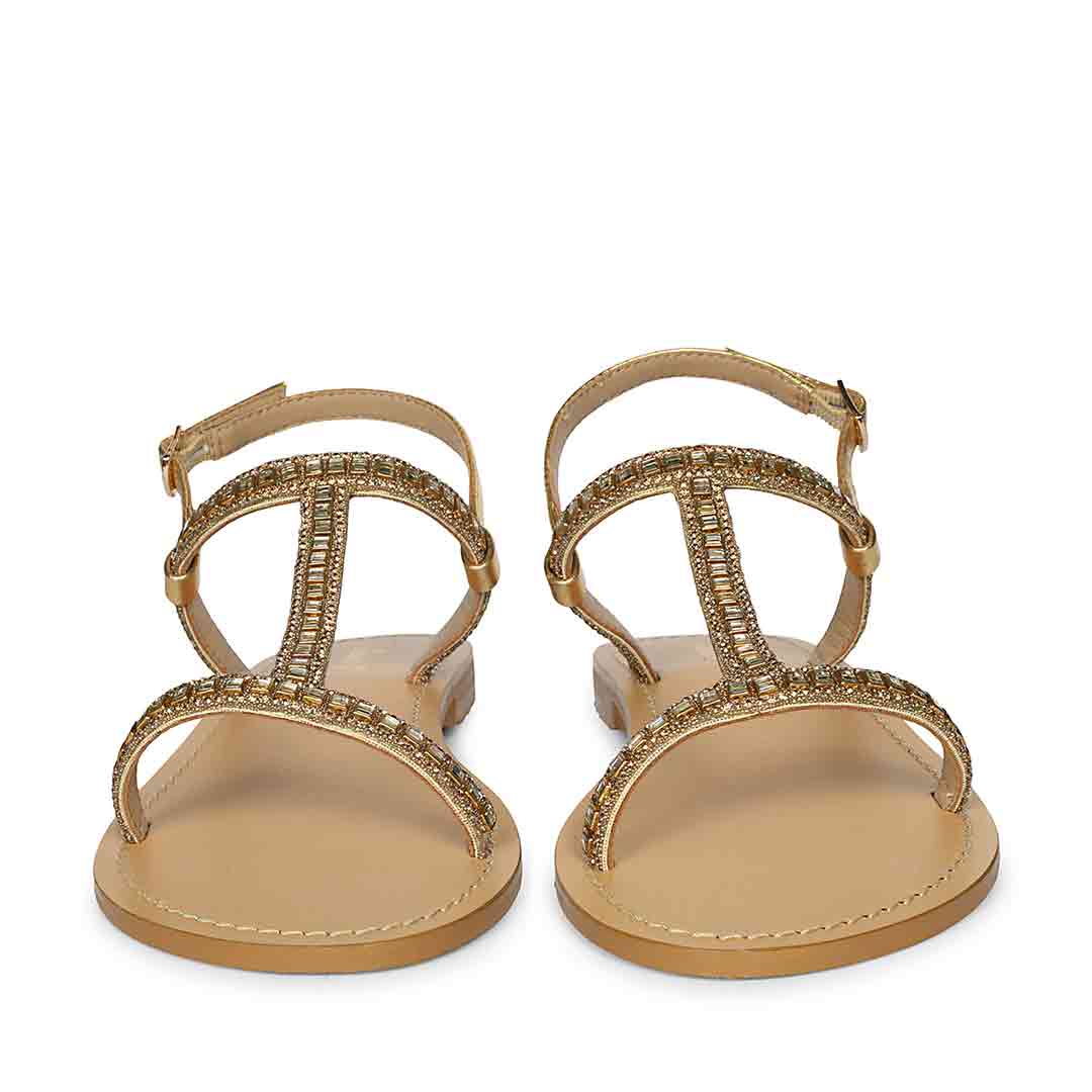 Saint Raelin Metallic Gold Leather Embellished Sandals