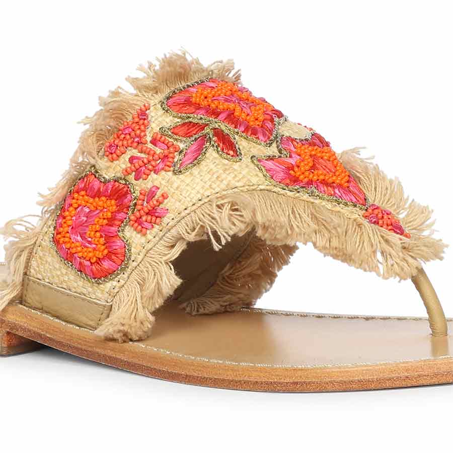 Premium embroidered leather sandals