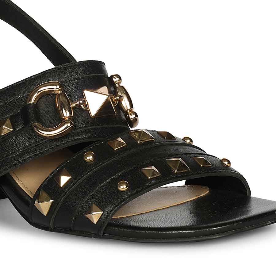Saint Mabel Embellished Black Leather Heels