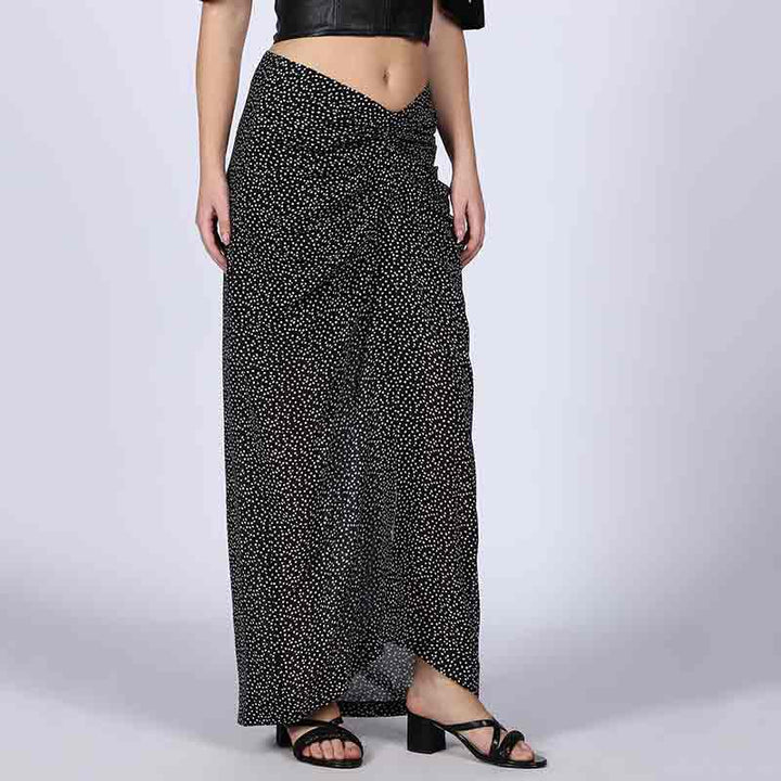 Saint Womens Black Georgette Draped Skirt