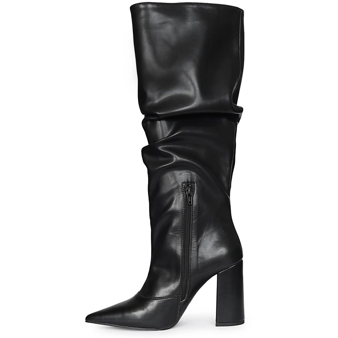 Saint Giselle Slouch Black Vegan Leather Knee-High Boots