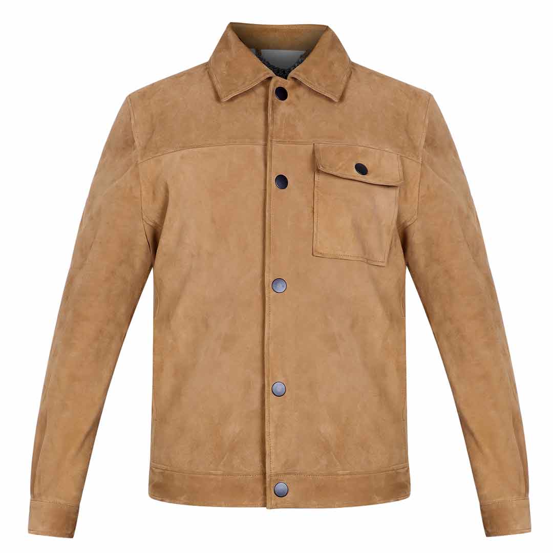 Saint Piero Sand Suede Leather Men's Jacket With Collars