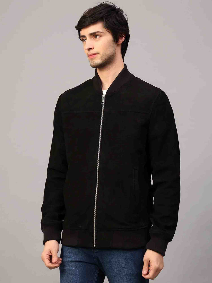 Saint Luca Black Leather Men's Bomber Jacket