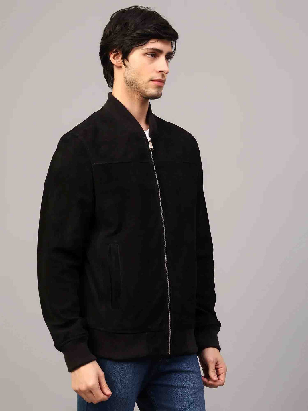 Saint Luca Black Leather Men's Bomber Jacket