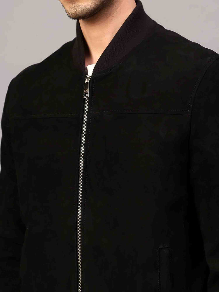 Saint Luca Black Leather Men's Bomber Jacket