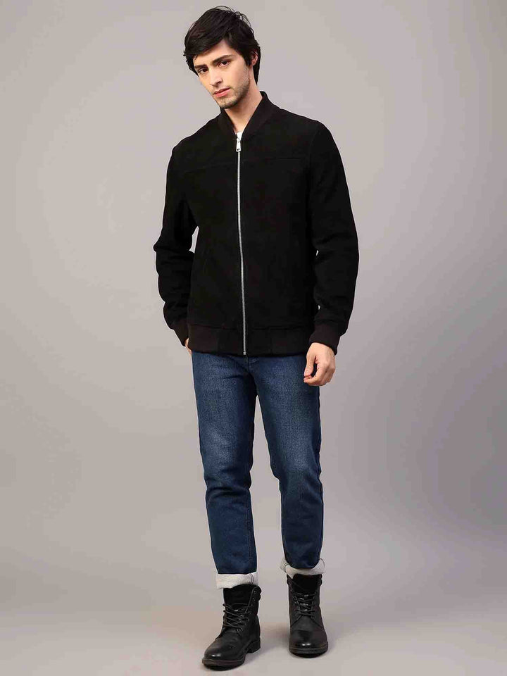 Saint Luca Black Leather Men's Bomber Jacket