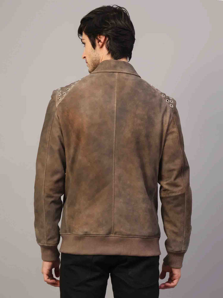 Saint Carter Grey Leather Men's Jackets