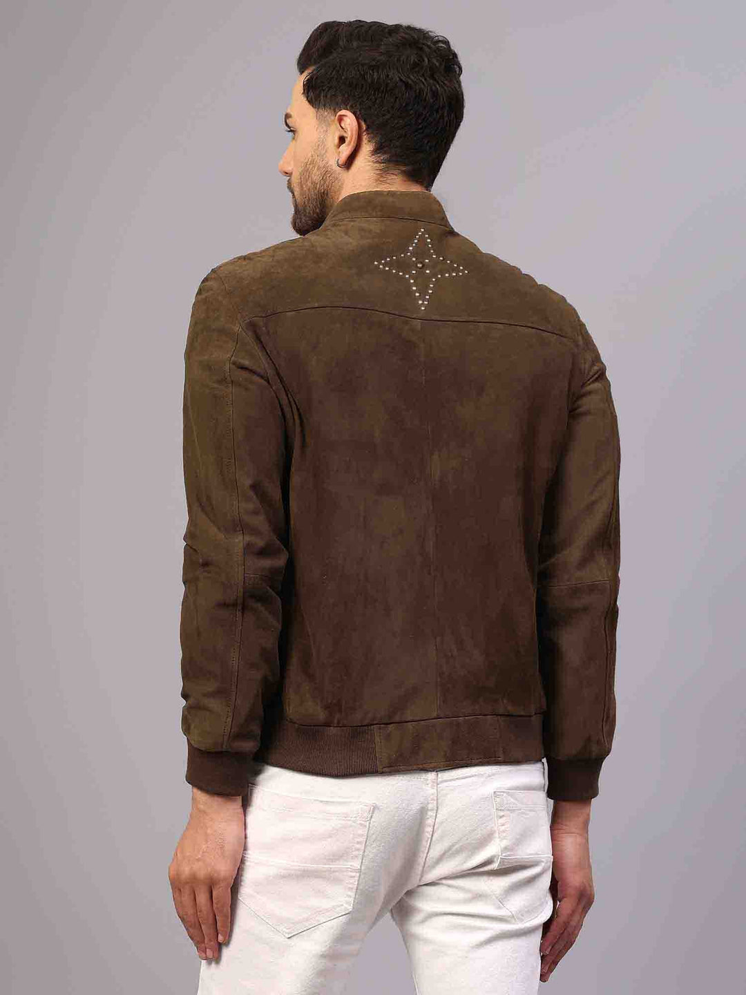 Saint Freya Olive Suede Leather Men's Bomber Style Jackets