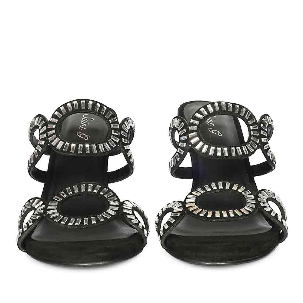Saint Peyton Mirror Embellished Black Suede Heels