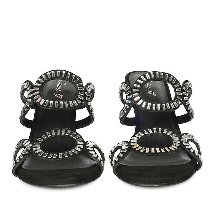 Saint Peyton Mirror Embellished Black Suede Heels