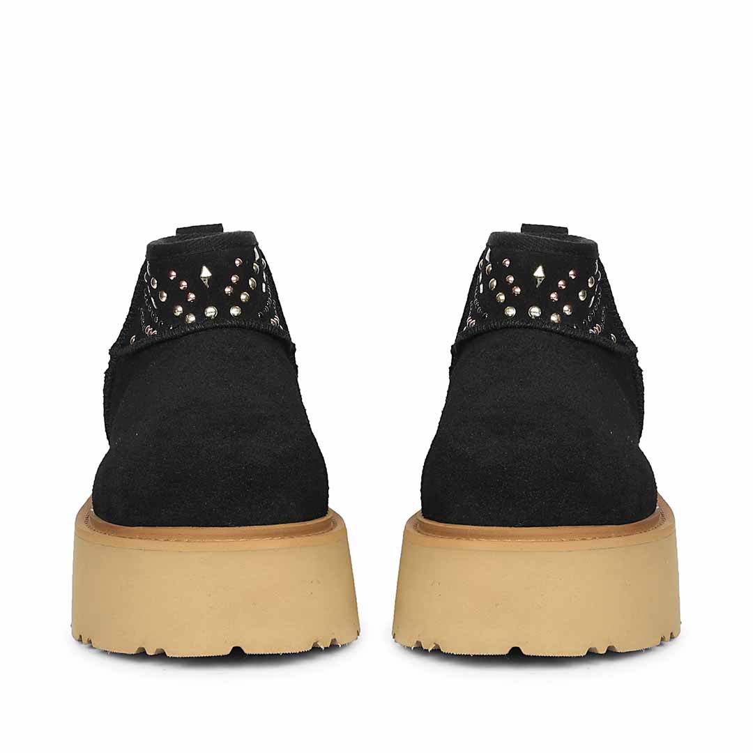 Saint Eislyn Studded Black Suede Leather Platform Boots