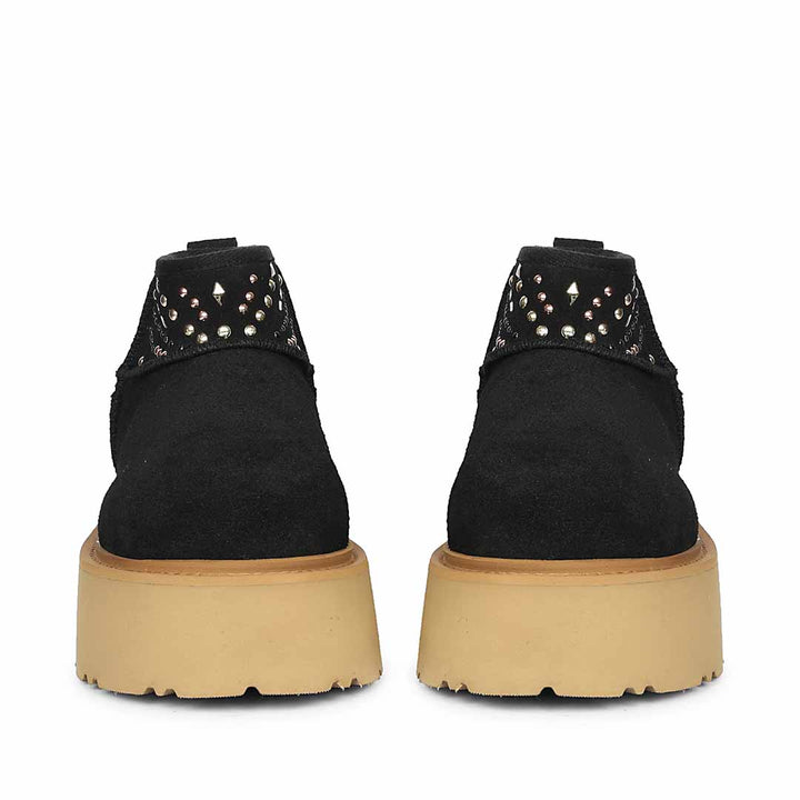 Saint Eislyn Studded Black Suede Leather Platform Boots