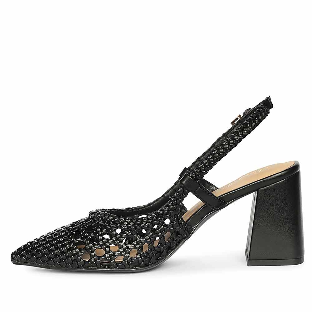Saint Black Woven Block Heels