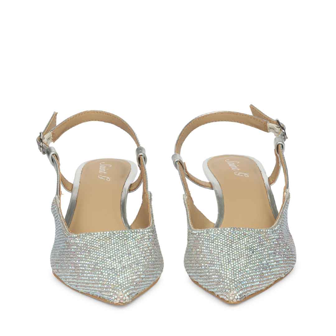 Saint Trinity Crystal Glimmer Silver Leather Pumps