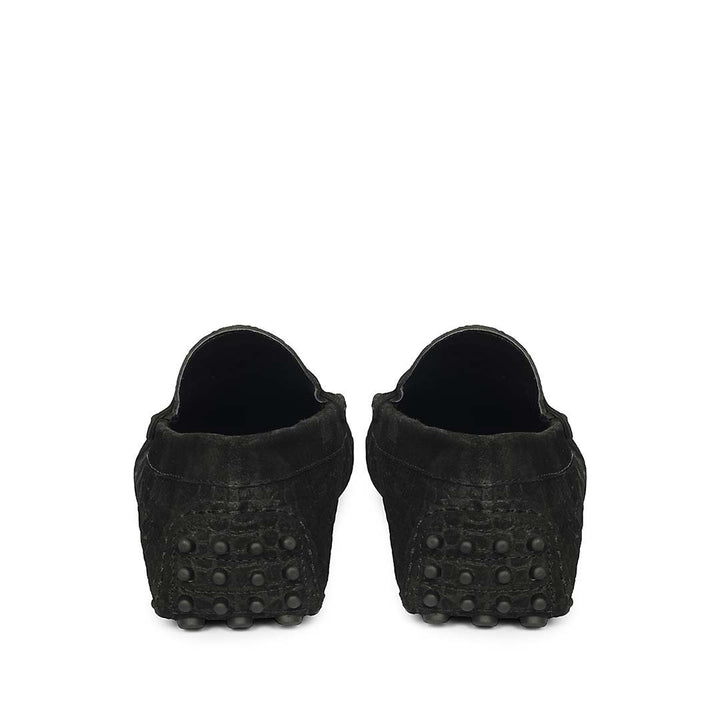 Saint Tobias Croco-Embossed Black Leather Saddle Loafers