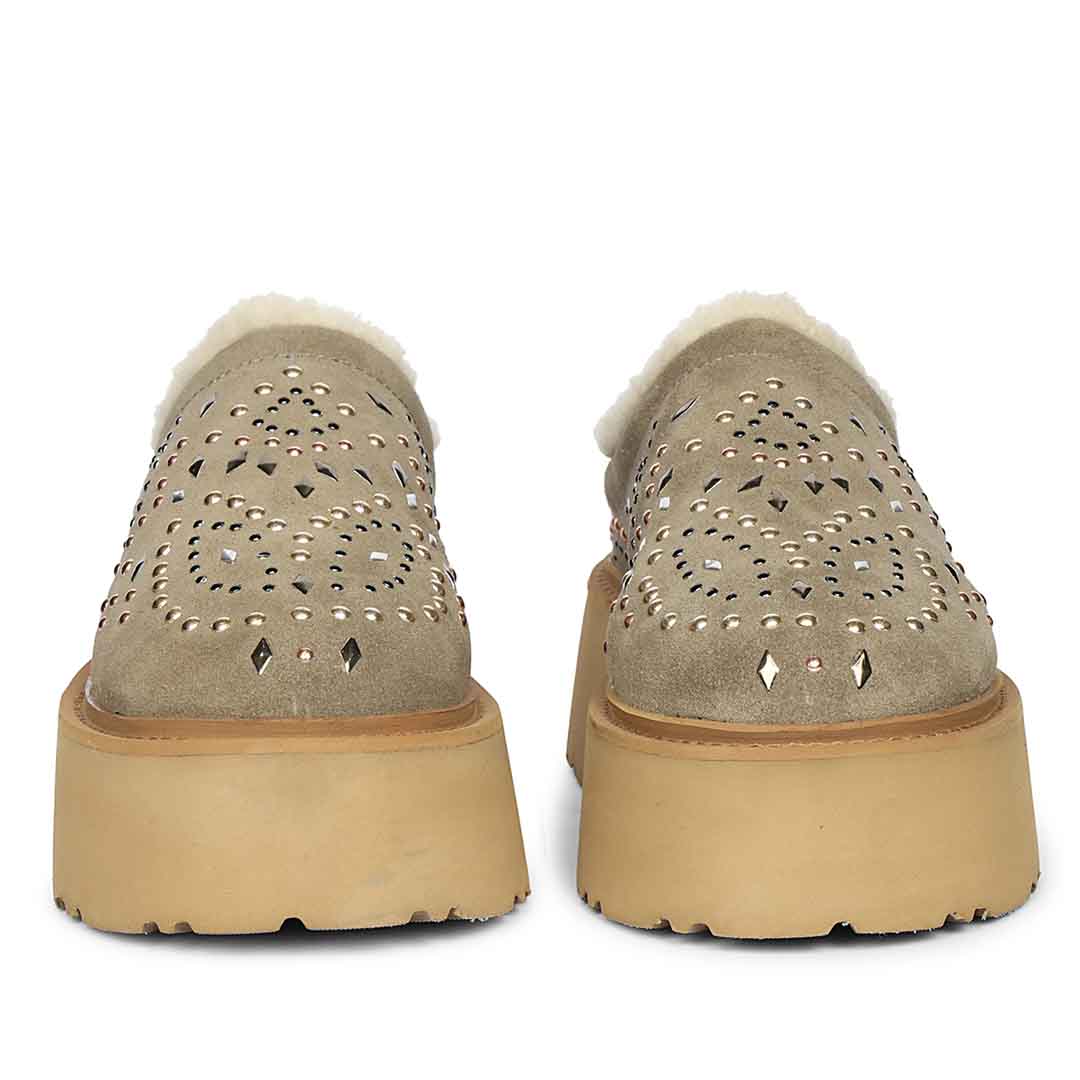 Saint Glaressa Studded Platform Suede Leather Slip-Ons