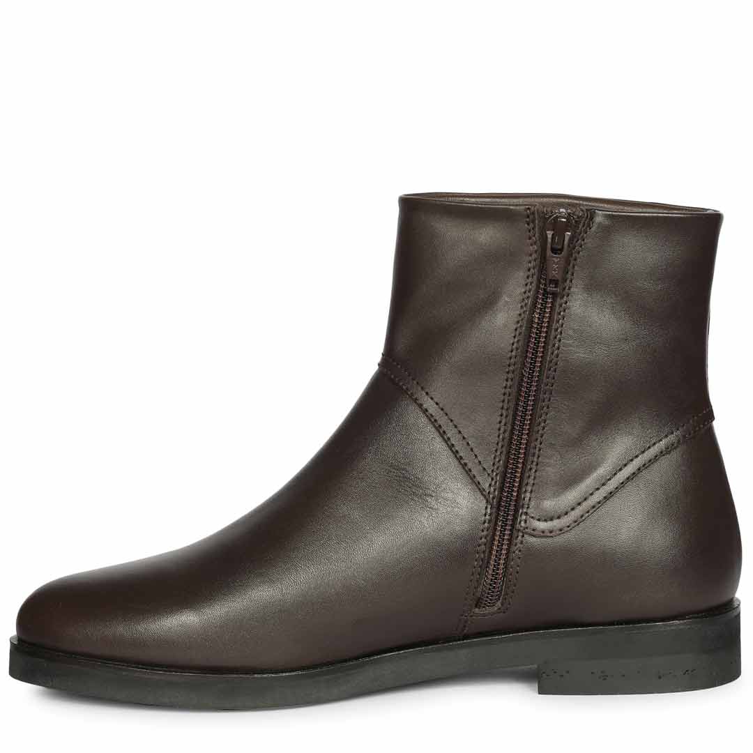 Saint Ryann Brown Leather Handcrafted  InSide Zippers Ankle Boots