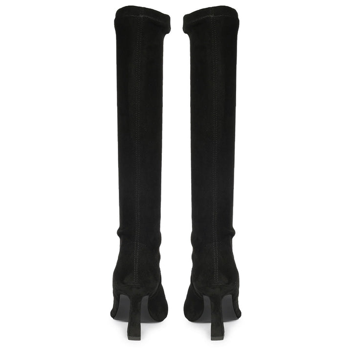 Saint Maren Black Stretch Suede Knee High Long Boots