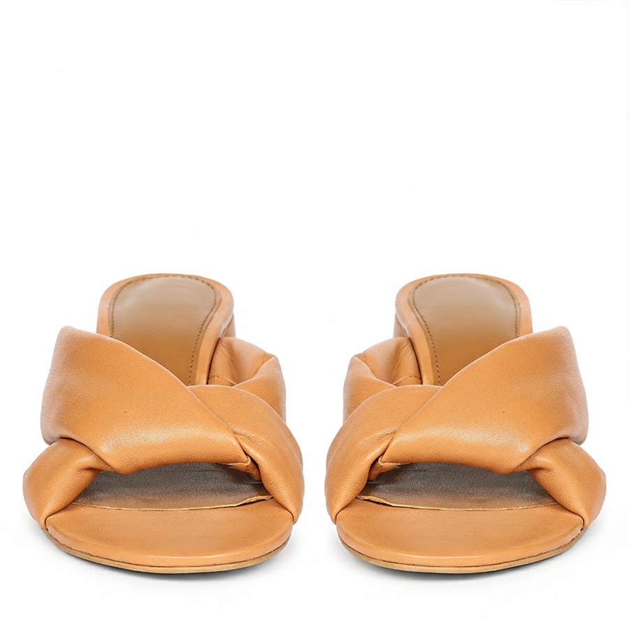 Saint Athena Tan Glove Leather Block Heels